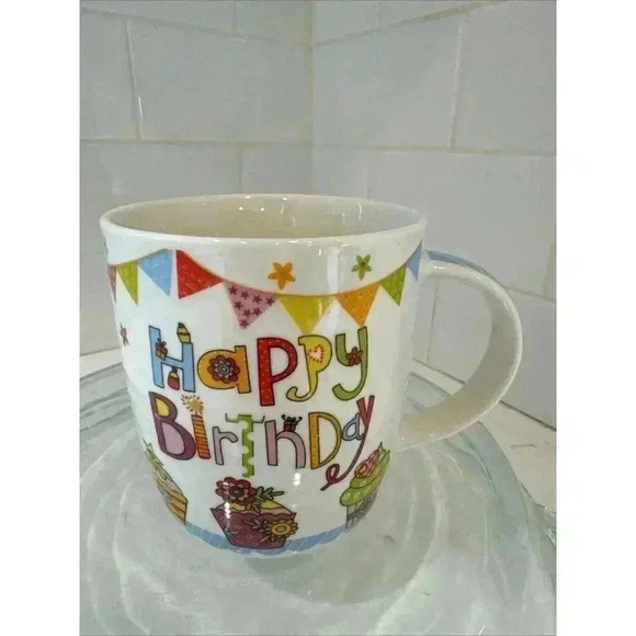 "HAPPY BIRTHDAY" Coffee Mug Cup Gift Cupcakes Ceramic New With Tags! - Picture 1 of 11